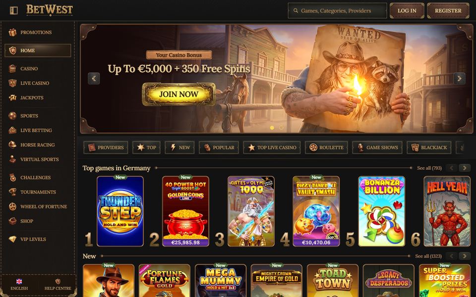 Betwest Casino — lobby